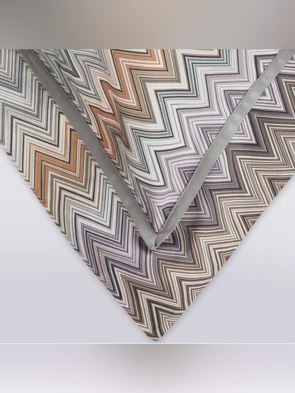 2 New Missoni John Queen/King Pillowcases Zigzag Chevron Stripe Gray Green Multi